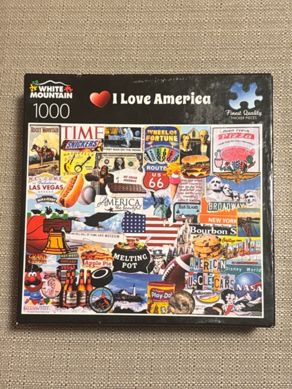 White Mountain I Love America Puzzle - Red, Blue, White, Black, Yellow